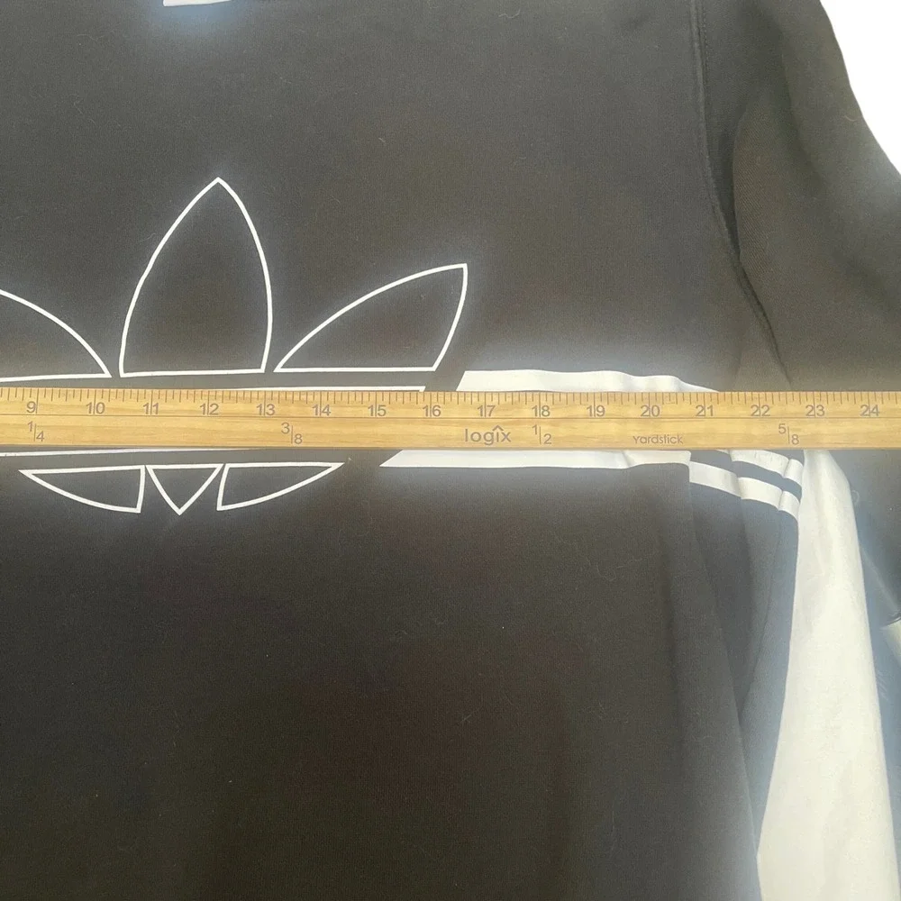 Adidas Originals Mens Trefoil 3-Stripe Crewneck Sweatshirt Black Large Logo